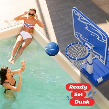 Play22 Swimming Pool Basketball Hoop - 4 Adjustable Height - Revolutionary Base and Storage System, Large Backboard 33"x 54", Pool Toys Basketball Game, Includes 2 Balls and Pump - Image 8