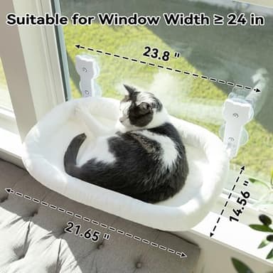 Cat Window Perch, Cat Window Hammock Soft and Comfortable Window Seat Bed with Washable Cover,Simple Install and Easy Clean Upgraded Suction Cups Hold up to 40lbs,Suitable for Window Width Over 24in - Image 2