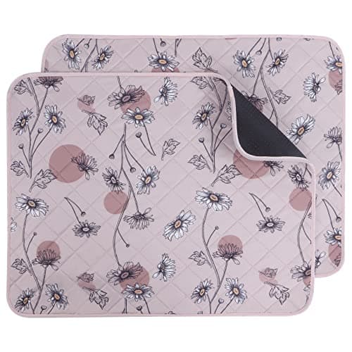 IEUUMLER Washable Pee Pads for Dogs, 2 Pack Non-Slip & Waterproof Pack Whelping Pad, Reusable Washable Puppy Potty Training Pad with Fast Absorbent for Playpen EU007 (Pink Daisy, 48"X30"-2pcs) - Image 1
