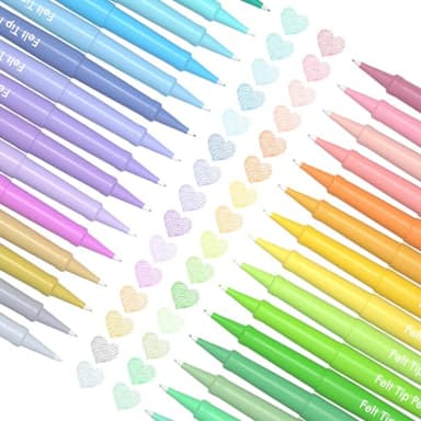 Lelix 30 Colors Felt Tip Pens, Medium Point Pastel Colored Pens, Felt Tip Markers Pens For Journaling, Writing, Note Taking, Planner Coloring, Perfect for Art Office and School Supplies - Image 3