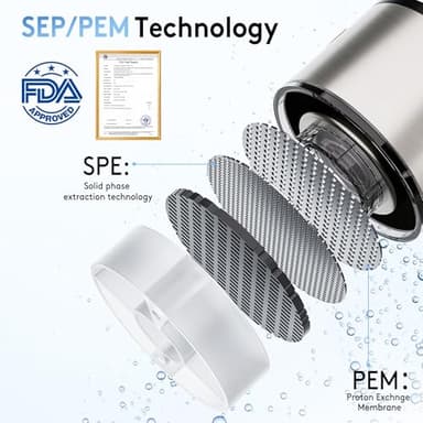 2025 New Hydrogen Water Bottle, 2200PPB in 3Min, SPE PEM Tech, Portable 16OZ, Rechargeable Hydrogen Water Bottle for Travel, Home, Office – Gift for Family & Friends (Silver) - Image 4