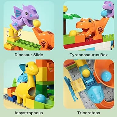 burgkidz Marble Run Building Blocks Dino Toys: STEM Ball Race Track for Boys & Girls with Functional Dinosaur Building Blocks, Marbles Maze Game Toy Set for Kids Ages 3 4-8 - Image 5