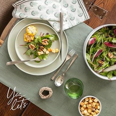 over&back 18x108 Washed 100% Linen Table Runner - Washable Table Runners for a Custom Home Decor Tablescape - Perfect for Coffee Table, Dinner Table, Living Room, and More - Green - Image 7