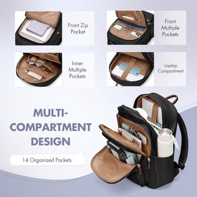 GOLF SUPAGS Backpack for Women Work College Travel Laptop Backpacks Multi-Functional Casual Daypack Teacher Nurse Everyday Bags Fits 15.6 Inch Notebook (Black) - Image 2