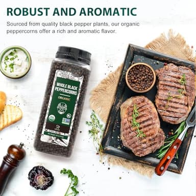 Soeos Himalayan Pink Salt Coarse 39 oz + Organic Black Peppercorns 18 oz, Salt for Grinder Refill, Salt and Peppercorns, Pepper Grinder Refill, Non-GMO Spice Seasoning Set For Cooking - Image 6