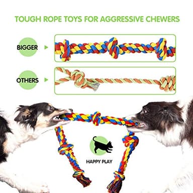 Large Tough Chew Toys for Aggressive Chewers Large Breed,Heavy Duty Dental Rope Toys Kit for Medium Dogs,5 Knots Indestructible Cotton Puppy Teething Chew Tug Toy Set of 9 - Image 3