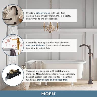 Moen TS25105 Weymouth Two Handle Freestanding Tub Filler Risers, Chrome - Image 3