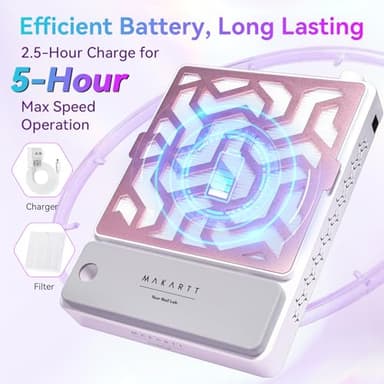 Makartt Nail Dust Collector - Rechargeable Ultra Thin Portable Dust Collector DUSTINA with Digital Display Silicone Wrist Rest and Reusable Filter for Nail Tech Acrylic Gel Polishing - Image 4