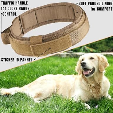 ADITYNA Tactical Dog Collar for Medium Dogs - Soft Padded, Heavy Duty, Service, Adjustable, Military, K9 Medium Collar with Handle for Training and Walking - Image 4
