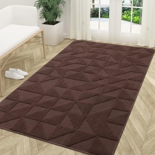 OLANLY Door Mats Indoor, Non-Slip, Absorbent, Dirt Resist, Entrance Washable Mat, Low-Profile Inside Entry Doormat for Entryway (59x36 inches, Dark Brown) - Image 1