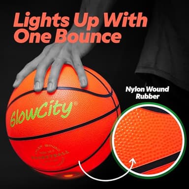 GlowCity Glow in The Dark Basketball for Teen Boy - Glowing Red Basket Ball, Light Up LED Toy for Night Ball Games - Sports Stuff & Gadgets for Kids Age 8 Years Old and Up. Great Gift for Boys & Girls - Image 4