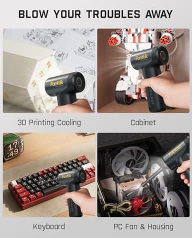 Fanttik B8 Ace Electric Air Duster, Compressed Air Duster, 110000RPM Brushless Motor, 2600mAh Rechargeable Battery, LED Light, Air Blower for Keyboard, PC Fans & Housing, Cabinet - Image 3