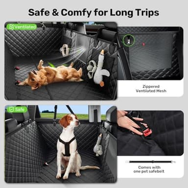 Zanch 2025 Upgraded Dog Car Seat Cover, 400 lbs Heavy Duty Hard Bottom, Waterproof & Anti-Scratch Back Seat Protector, Nonslip Pet Hammock Extender for Cars, SUV, Trucks, Standard-Orange - Image 6