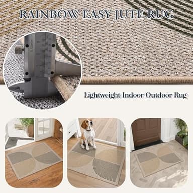 Lahome Rainbow 20"x32" Door Mat Indoor Entrance, Small Indoor Outdoor Door Easy Jute Rug, Farmhouse Neutral Non Slip Non Shedding Washable Kitchen Mats for Floor Entryway - Image 4