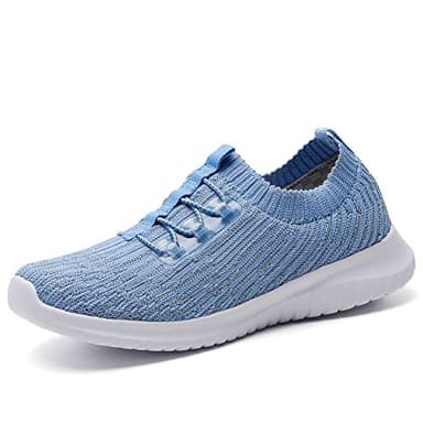 TIOSEBON Women's Lightweight Casual Walking Athletic Shoes Breathable Running Slip-On Sneakers for Jogging Workout Soft Shoes US 8.5 Light Blue - Image 1