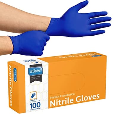 Inspire Nitrile Gloves Medical Examination | 4.5 Grade The Original Quality Stretch Cobalt Blue | Disposable Latex Free Doctors,EMT, Food Service, Cleaning, Janitorial, Household, Hospitals and More - Image 1