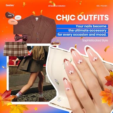 Beetles Fall Gel Polish Kit - Chic Outfits Collection 25 Colors Polish Set, Brown Purple Nude Red Black Color Gel Nails with 3Pcs Base Top Coat Manicure Kit Salon DIY Home Gift for Women - Image 2