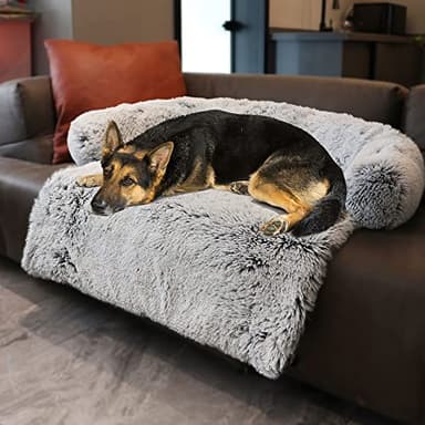 Calming Dogs/Cats Bed Mats, Dog Pad Washable Removable Couch Cover, Plush Long Fur Mat for Pets, Waterproof Lining, Perfect for Small, Medium and Large Dogs and Cats (Gradient Gray, 45"x37") - Image 1