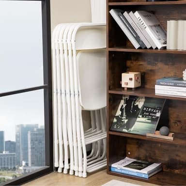 Sweetcrispy Folding Chair 10 Pack, Plastic Foldable Chairs with 330-Pound Capacity, Sturdy Metal Portable Chair, Easy to Use and Store, Outdoor and Indoor, for Home, Office, Party, Comfy, White - Image 6