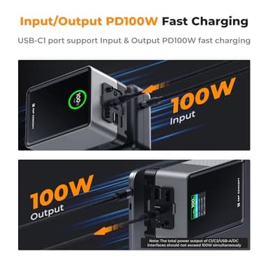 K&F CONCEPT V Mount Battery 99Wh with PD100W Fast Charging,14.8V 6700mAh Mini V-Mount Battery with DC/D-Tap/Dual USB-C/USB-A/TFT Display/240W Charging Cable for Camera Camcorder Video Light Monitor - Image 2