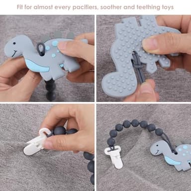 6-Pack Silicone Pacifier Clips for Babies, Safe Teething Beads, Rust-Free Holders, Baby Boy and Girl Essentials, Newborn Must-Have Accessories, BPA-Free - Image 7