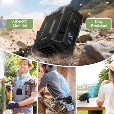 Portable Waist Fan Clip on Belt Fan 10000mAh Rechargeable Personal Fan with 15° Adjustable Air Vent, 5 Wind Speeds, SOS Flashlight, Independent Button Hands-free Neck Fan For Gardening Travel Jobsite - Image 8