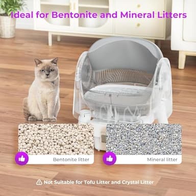 Self Cleaning Cat Litter Box, Open Top Litter Box for Multiple Cats, Automatic Cat Litter Box with Liners and Mat Included, Grey - Image 4