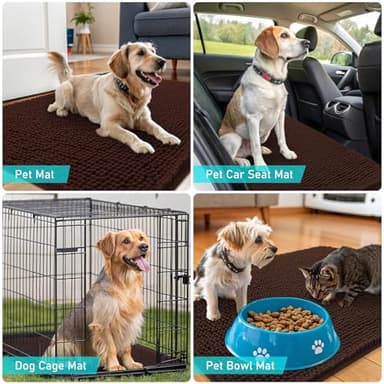 OLANLY Dog Door Mat for Muddy Paws 70x46, Absorbs Moisture and Dirt, Absorbent Non-Slip Washable Doormat, Quick Dry Chenille Mud Mat for Dogs, Entry Indoor Entryway Carpet for Inside Floor, Brown - Image 7