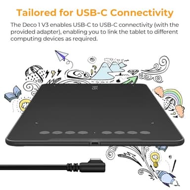 XPPen Updated Deco 01 V3 Drawing Tablet-16384 Levels of Pressure Battery-Free Stylus, 10x6 Inch OSU Graphic Tablet, 8 Hotkeys for Digital Art, Teaching, Gaming Drawing Pad for Chrome, PC, Mac, Android - Image 6