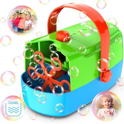 Bubble Machine Durable Automatic Bubble Blower, 18000+ Big Bubbles Per Minute Bubbles for Kids Toddlers Bubble Maker Operated by Plugin or Batteries Bubble Toys for Indoor Outdoor Birthday Party - Image 1