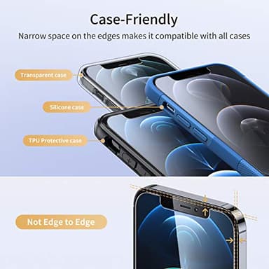 UNBREAKcable Shatterproof Tempered Glass Screen Protector for iPhone 12/12 Pro [2-Pack] [99.99% HD Clear] [Easy Installation Frame] [9H Hardness] [Full Coverage] [Bubble Free] for Apple 6.1'' - Image 6