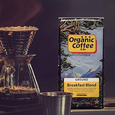 Organic Coffee Co. Breakfast Blend Ground Coffee 12 Ounce Medium Light Roast USDA Organic - Image 4