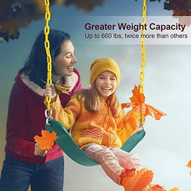PACEARTH Swing Seat Support 660lb with 68.9 inch Anti-Rust Chains Plastic Coated 23.6 inch Tree Hanging Straps and Locking Buckles Outdoor Playground Tree Swing-Green - Image 2