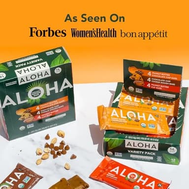 ALOHA Organic Plant Based Protein Bars - 3 Flavor Variety Pack - 12 Count, 1.98oz Bars - Vegan Snacks, Low Sugar, Gluten-Free, Low Carb, Paleo, Non-GMO, Stevia-Free, No Sugar Alcohol Sweeteners - Image 5
