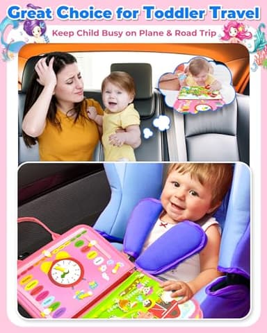 Gojmzo Busy Board Montessori Toys for Toddler Girl Birthday Gifts, Busy Book Sensory Toys for Toddlers, Learning Educational Toddler Travel Activities - Image 2
