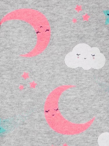 Simple Joys by Carter's Girls' 3-Pack Snug Fit Footed Cotton Pajamas, Ballerina/Bees/Moon, 12 Months - Image 5