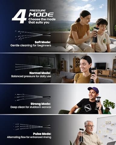 Electric Ear Wax Removal with Separated Dual Tank, IPX6 Waterproof Ear Cleaner Kit, Water Temperature Detection, FSA/HSA Eligible & Ergonomic Upright Rinse Design, USB-A to C Cable - Image 5