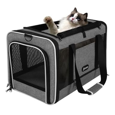 GAPZER Cat Carrier 18x11x11 Top Load Soft Pet Travel Bag Over 15 lbs, Collapsible Small Dog Puppy Crate 10 Pounds, Small Animal Rabbit Kennel Carrying Case, Kitten Mesh Cage Medium Cat Under 25 Grey - Image 9