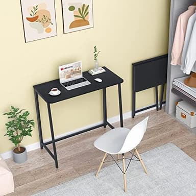 WOHOMO Folding Computer Desk, Small Writing Foldable Desk 31.5", Space-Saving Laptop Table, Easy Assemble Workstation for Home Office,Black - Image 4