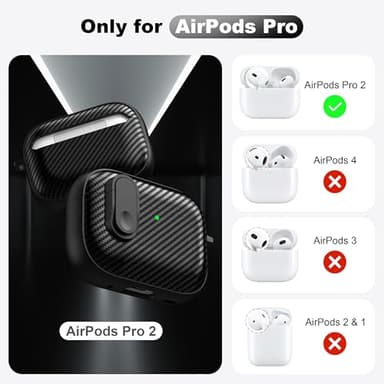 RFUNGUANGO for Airpod Pro Case (2023/2022/2019) with Lock, Carbon Fiber Black Airpods Pro 2nd Generation/1st Generation Case (USB-C/Lightning Cable) Black Switch - Image 2