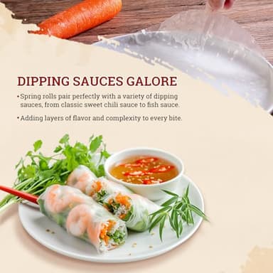 52USA Rice Paper, 1 Pack, Rice Paper Wrappers, Fresh Spring Roll Wrappers & Dumplings-34 Sheets, Gluten-Free Wonton Wrappers, Vegan, Low Carb, Vietnamese Rice Wraps (Round, 22cm) - Image 5