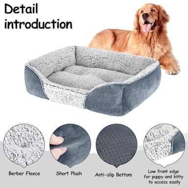 Dog Beds Small Medium Large Size Dog, Cat Beds for Indoor Cats Washable, Rectangle Calming Sleeping Warming Orthopedic Puppy Dog Beds, Non-Slip Bottom Breathable Soft Couch - Image 2