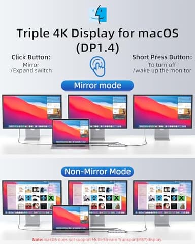 13 in 1 USB C Docking Station - Dual Monitor, Triple Display, 8 USB C/A Ports, Ethernet, Audio - LIONWEI USB C Hub for MacBook,Dell,HP,Lenovo,Surface - Image 4