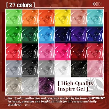 JEWHITENY 30pcs Gel Nail Polish Kit With 27 Colors + Matte Top Coat, Base Coat And Top Coat Polish Set For Manicure Nail Art Salon/Home Starter (Packaging May Vary) - Image 2
