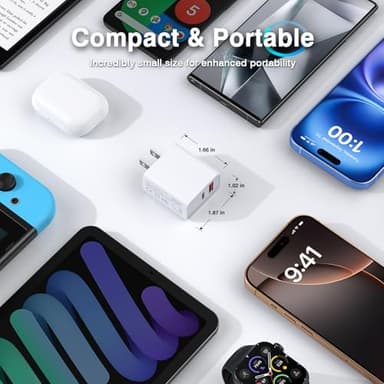 3 Pack USB C Wall Charger, 20W Durable Dual Port QC+PD 3.0 Power Adapter, Double Fast Plug Charging Block for iPhone 13/14/15/16/16 Pro/Pro Max/Plus, XS/XR/X, Watch Series 8/7 Cube，White - Image 6