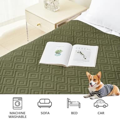hyha Waterproof Dog Blanket, Soft Pet Bed Blankets, Waterproof Sofa Couch Cover for Dogs Washable, Reversible Pet Couch Covers for Sofa Furniture (82x82 Inch, Green/Navy Blue) - Image 7