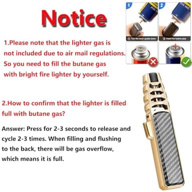 Zmiao Portable Brightfire, Windproof Straight Torch Blue Flame Lighter, Multi-purpose, Refillable Butane, Gold - Image 2