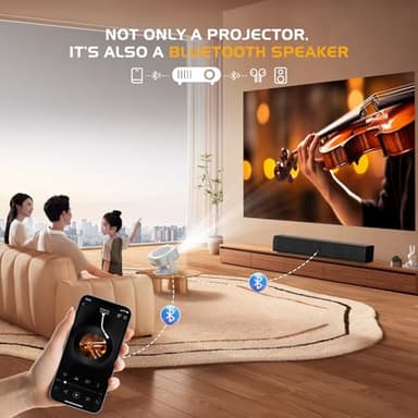 4K Support Outdoor Smart Projector with WIFI 6 and Bluetooth 5.2 with Apps Built-in , Native 1080P Mini Wireless Projector, 360° Rotatable, Electric Focus & Auto Keystone, Android Movie Projector - Image 8