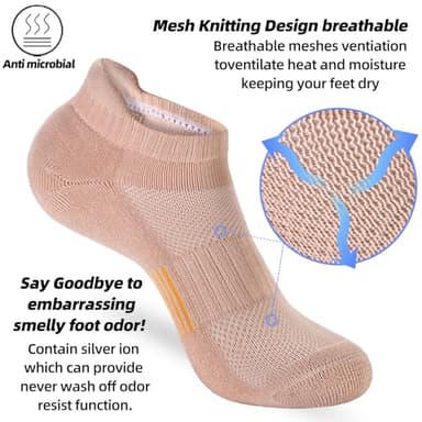 ATBITER Womens Ankle Socks 6 Pairs Cushioned Running Athletic No Show Socks With Tab - Image 5