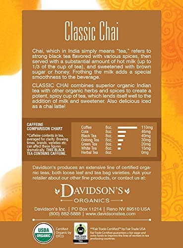 Davidson's Organics, Classic Chai, 8-count Tea Bags, Pack of 12 - Image 3